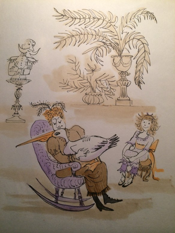 reconciliation, as animated bust looks on in approval